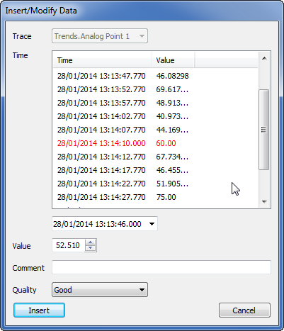 Insert/Modify Historic Data