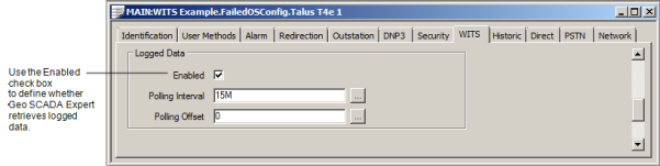 Logged Data settings on WITS Outstation Form