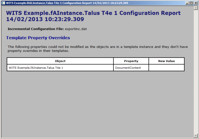 Display Config Report - Example of Report