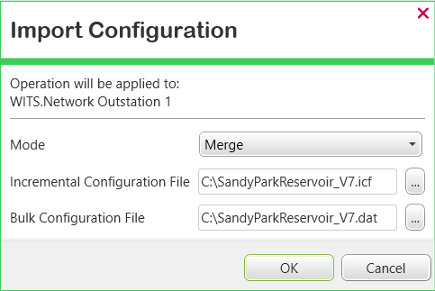 Import Configuration - WITS Outstation