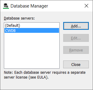 Database Manager Select Instance