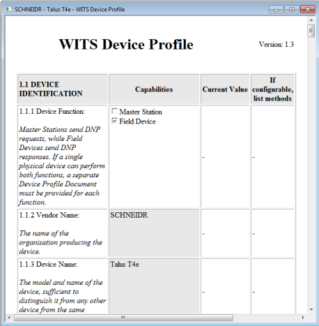 Device Profile for Schneider Electric Talus T4e shown in ViewX